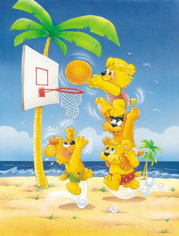 Bears Playing Basketball Flag Canvas House Size