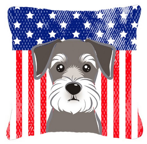 American Flag & Schnauzer Fabric Decorative Pillow
