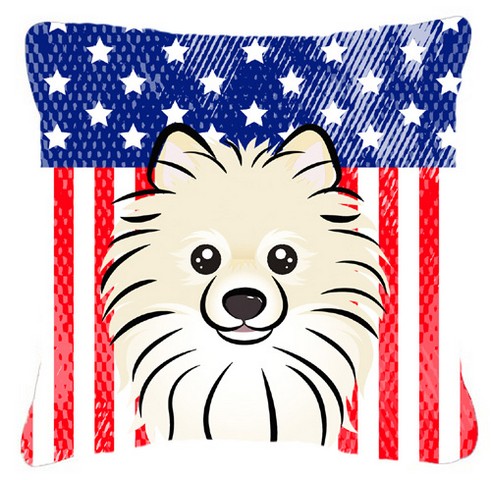 American Flag & Pomeranian Fabric Decorative Pillow