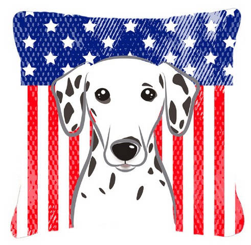 American Flag & Dalmatian Fabric Decorative Pillow - 18 x 3 x 18 in.