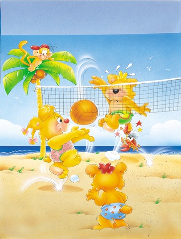 Bears Playing Volleyball Flag Garden Size