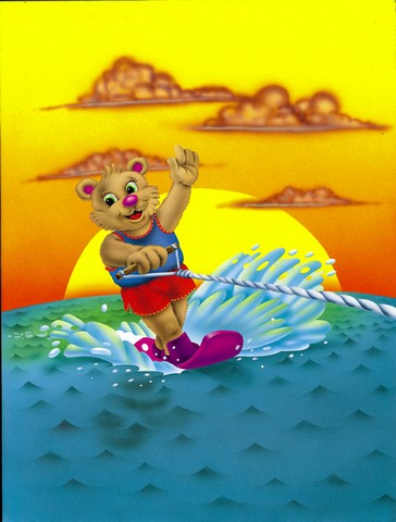 Teddy Bear Water Skiing Flag Garden Size