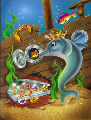 Dolphins Treasure Chest Flag Canvas House Size
