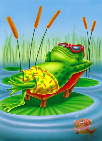 Frog Chilaxin on the Lilly Pad Flag Garden Size