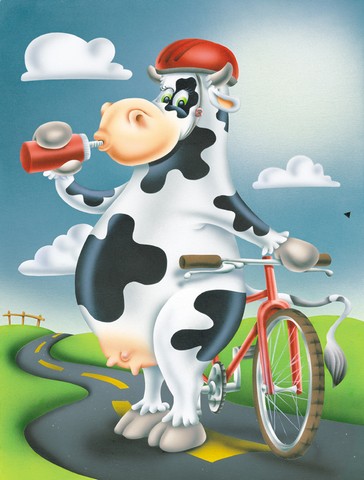 Cow on a Bike Ride Flag Garden Size