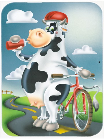 Picture of Carolines Treasures APH0532LCB Cow on a Bike Ride Glass Cutting Board, Large
