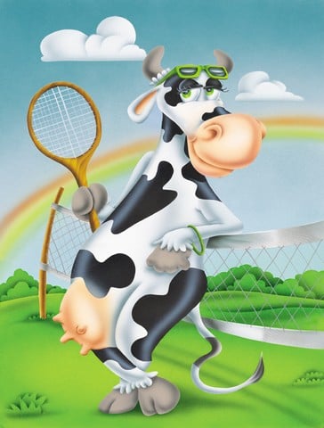 Cow Playing Tennis Flag Garden Size