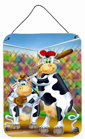 Cow Playing Baseball Wall or Door Hanging Prints