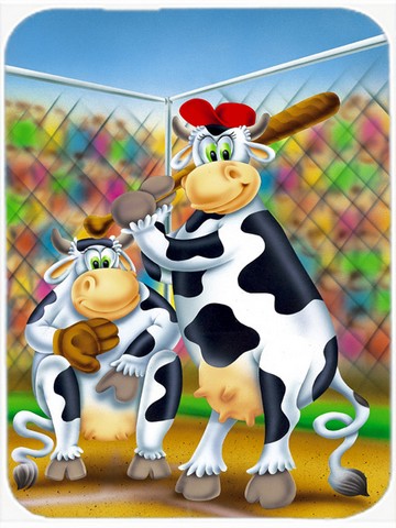 Picture of Carolines Treasures APH0534LCB Cow Playing Baseball Glass Cutting Board, Large
