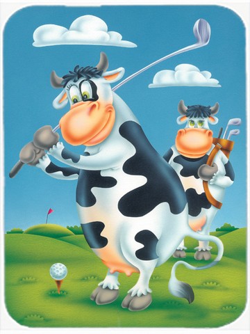 Picture of Carolines Treasures APH0535LCB Cow Playing Golf Glass Cutting Board, Large