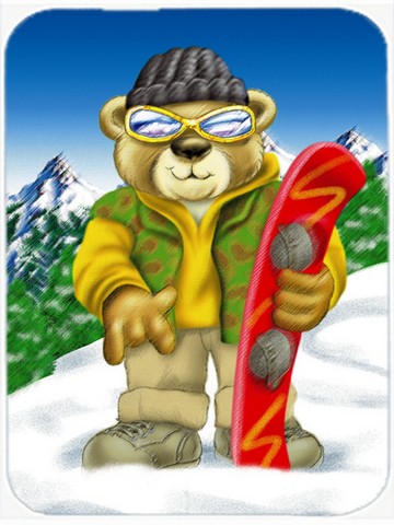 Picture of Carolines Treasures APH0857LCB Teddy Bear Snowboarding Glass Cutting Board, Large