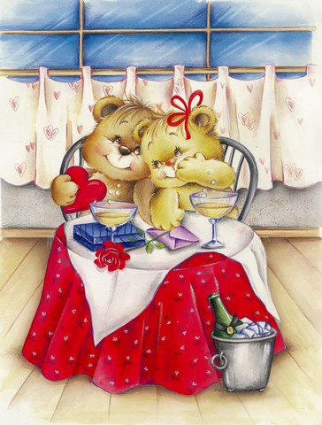 Teddy Bears in Love Valentines Day Flag Canvas House Size