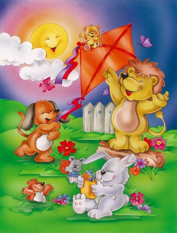 APH0975CHF Play Time Animals Flag Canvas House Size