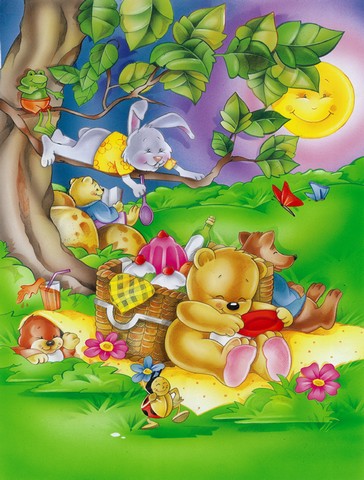 APH0976GF Picnic Time Animals Flag Garden Size