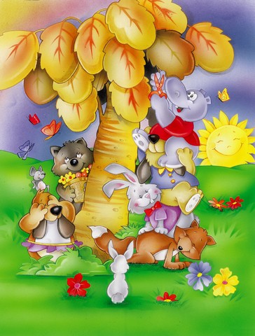 Animals Under the Coconut Tree Flag Garden Size