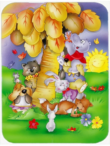 Picture of Carolines Treasures APH0977LCB Animals Under the Coconut Tree Glass Cutting Board, Large