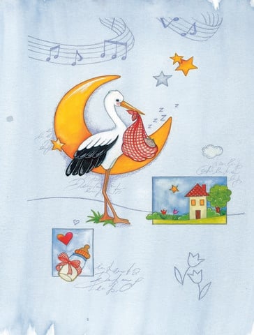 Expecting Stork Bringing Baby Flag Canvas House Size