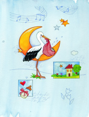 Expecting Stork Bringing Baby Flag Garden Size