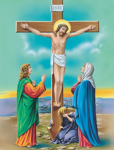 Jesus on the Cross Crucifixion Flag Canvas House Size
