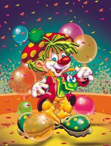 Happy Birthday Clown Flag Canvas House Size