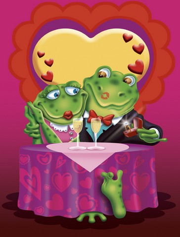 Frog Valentines Day Date Flag Canvas House Size