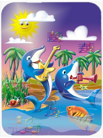 Dolphins Playing Music Mouse Pad, Hot Pad or Trivet