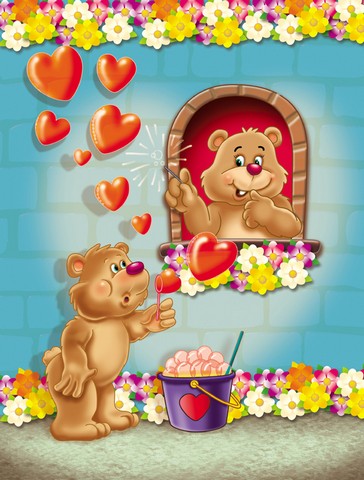 Teddy Bear Romeo & Juliet Love Flag Canvas House Size
