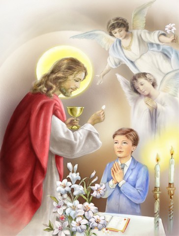 First Communion Boy Flag Garden Size