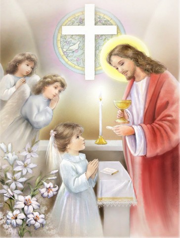 First Communion Girl Flag Garden Size