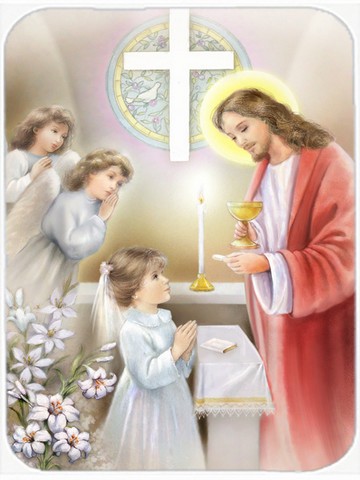 Picture of Carolines Treasures APH7585LCB First Communion Girl Glass Cutting Board, Large