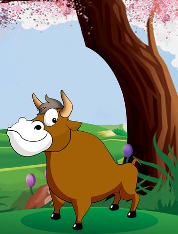 APH7628GF Bull Under the Tree Flag Garden Size