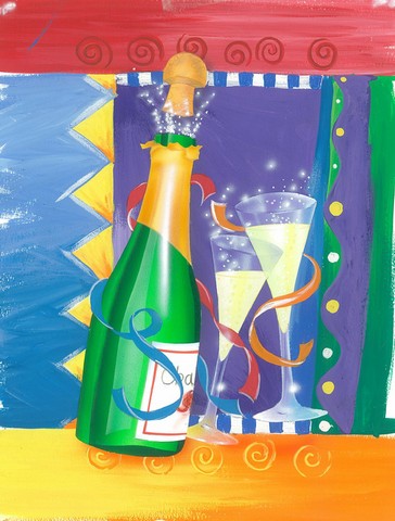 New Years Celebration Toast Flag Canvas House Size
