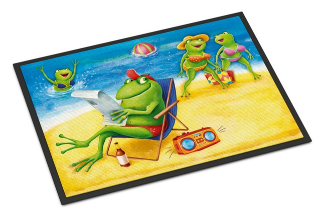 Frogs on the Beach Indoor or Outdoor Mat, 24 x 36 in.