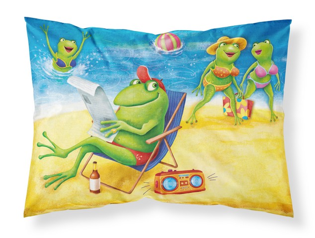 Frogs on the Beach Fabric Standard Pillowcase