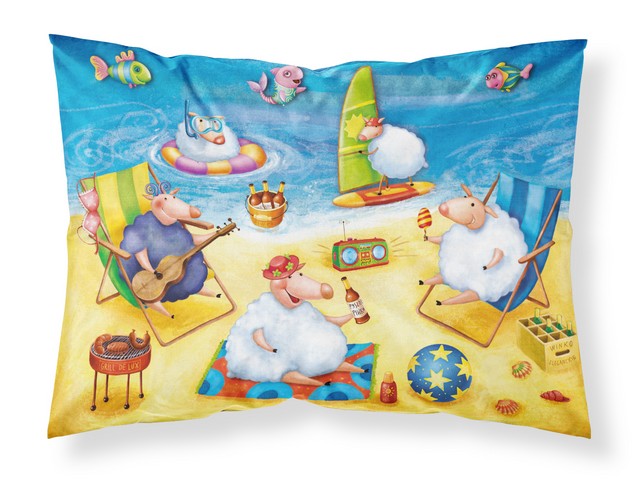 Party Pigs on the Beach Fabric Standard Pillowcase