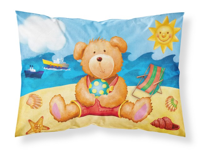 Teddy Bear on the Beach Fabric Standard Pillowcase