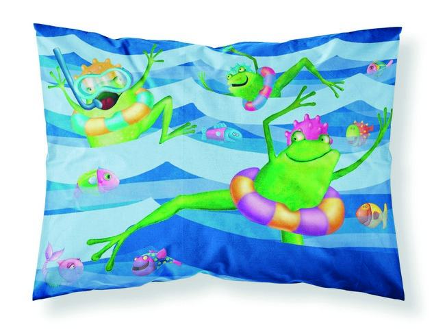 Frogs Swimming Fabric Standard Pillowcase