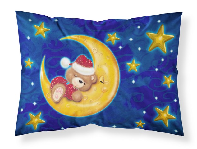 APH514BPILLOWCASE Bear Sleeping in the Moon & Stars Fabric Standard Pillowcase