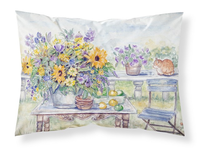 Patio Bouquet of Flowers Fabric Standard Pillowcase