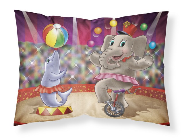 Circus Elephand & Dolphin Fabric Standard Pillowcase