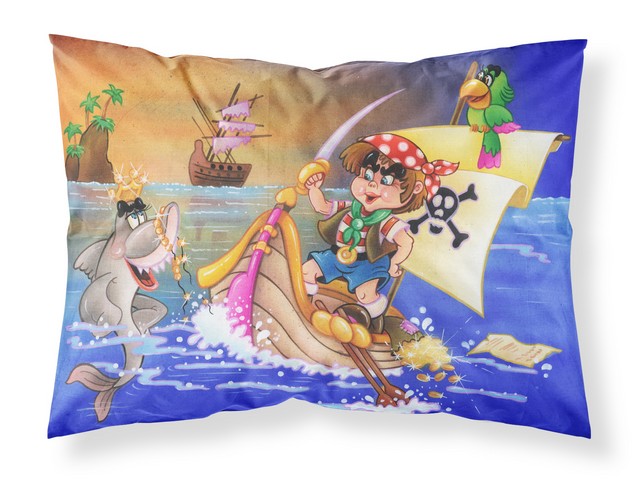 APH6105PILLOWCASE Boy Playing Piriate with Dolphin Fabric Standard Pillowcase
