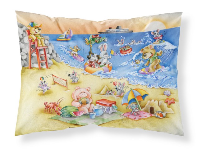 Animals Swimming at the Beach Fabric Standard Pillowcase