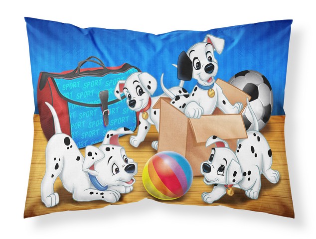 Dalmatians Playing Ball Fabric Standard Pillowcase