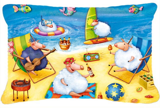 Party Pigs on the Beach Fabric Decorative Pillow