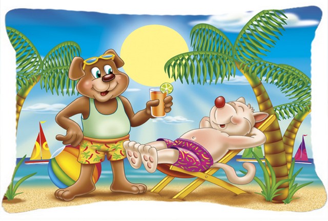 Bears Relaxing at the Beach Fabric Decorative Pillow