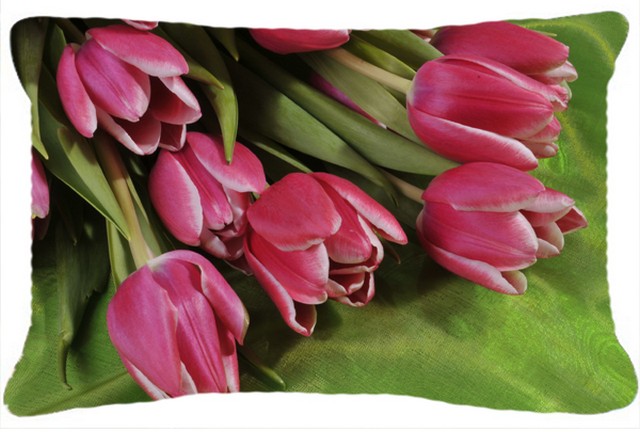 APH5048PW1216 Pink Tulips Fabric Decorative Pillow