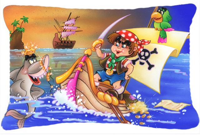 Boy Playing Pirate with Dolphin Fabric Decorative Pillow