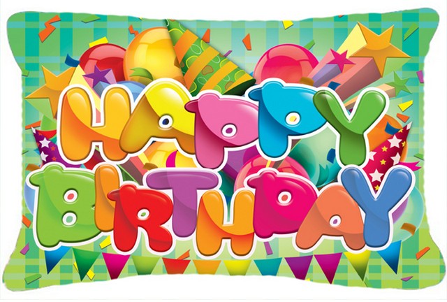 Happy Birthday Fabric Decorative Pillow