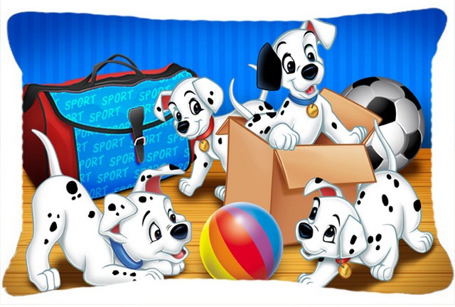Dalmatians Playing Ball Fabric Decorative Pillow