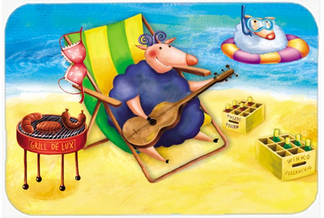 Picture of Carolines Treasures APH0079LCB Pig Sunbathing on the Beach Glass Cutting Board, Large